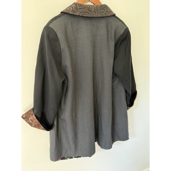 Vintage Womens Cardamone Small Patchwork Jacket Black Swing Coat Boho Y2K 80s - Picture 9 of 12